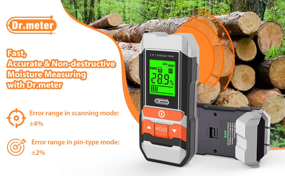 2 in 1 Pin Pinless Moisture Meter for Wood 1