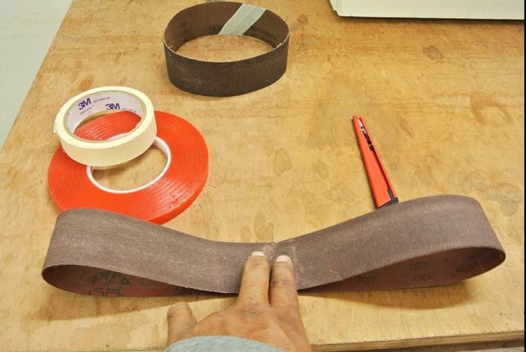 Splicing the belt makes the sanding faster.